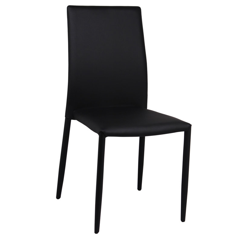 Nell Upholstered Vinyl Stackable Dining Chair, Black