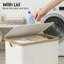 Panier à linge mince avec couvercle et sac à linge amovible, panier à linge étroit avec poignées en bambou pour la salle de bain, la chambre à coucher et la salle de lavage, beige