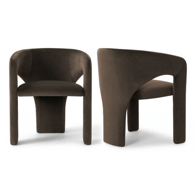 Modern Velvet Barrel Dining Chairs, Upholstered Curved Back For Dining Room & Kitchen
