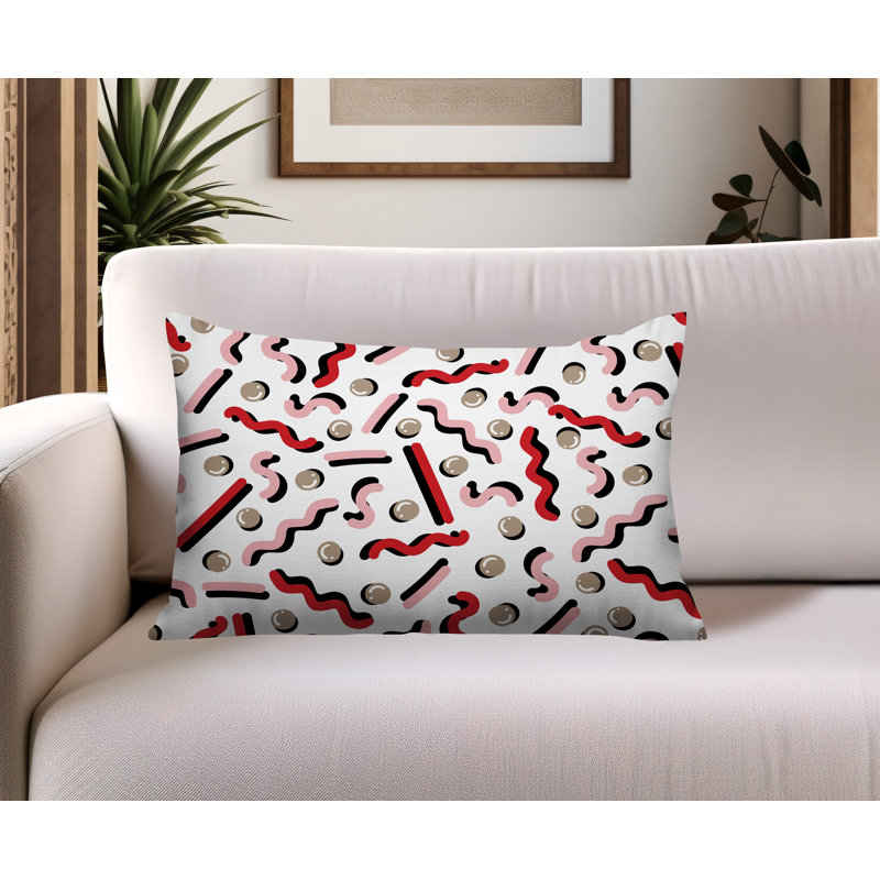 Coussin lombaire intérieur / extérieur Voxa, Rectangle H 14 po x l 20 po, Rouge