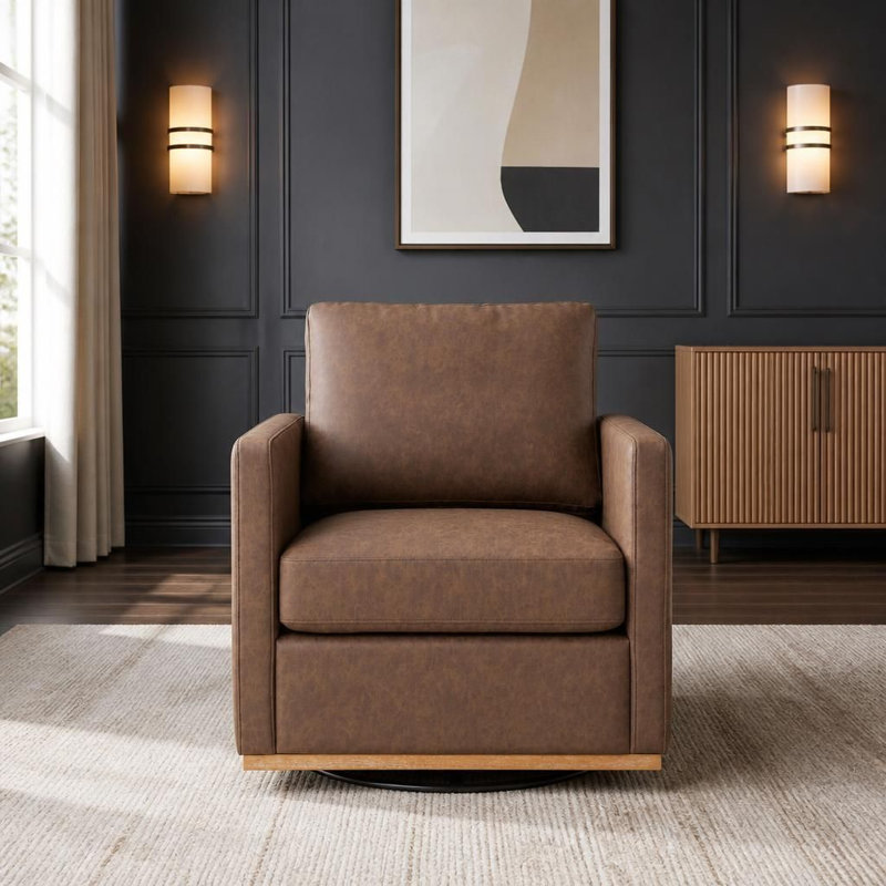 Fauteuil d'appoint rembourré carré pivotant à 360 degrés, fauteuil de salon simple et confortable
