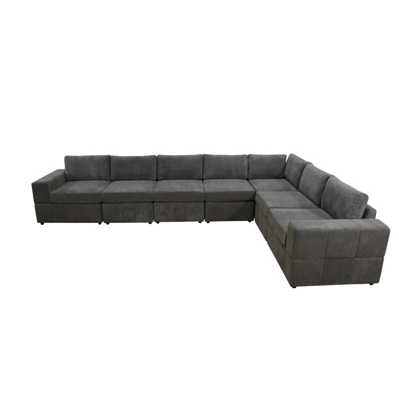 Ensemble de canapé modulaire réversible Premium, Microfibre/microsuède gris, H 36 po x l 157 po x P 101 po