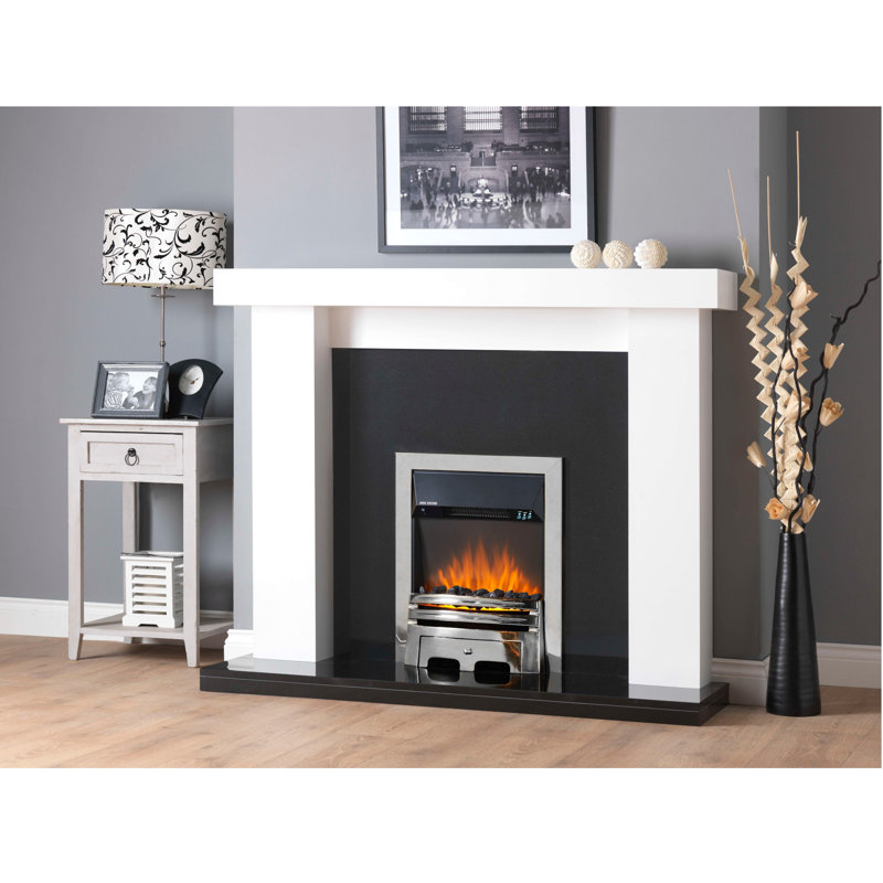 Diesel Belfry Heating 48cm W Electric Fireplace Insert with 4000 BTU, Chrome/Brushed
