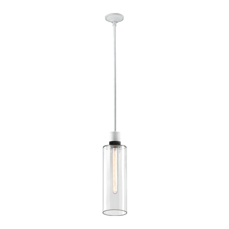 Zigrina Pendant, 71.88" H x 5.88" W x 5.88" D, Matte White/Satin Brushed Black