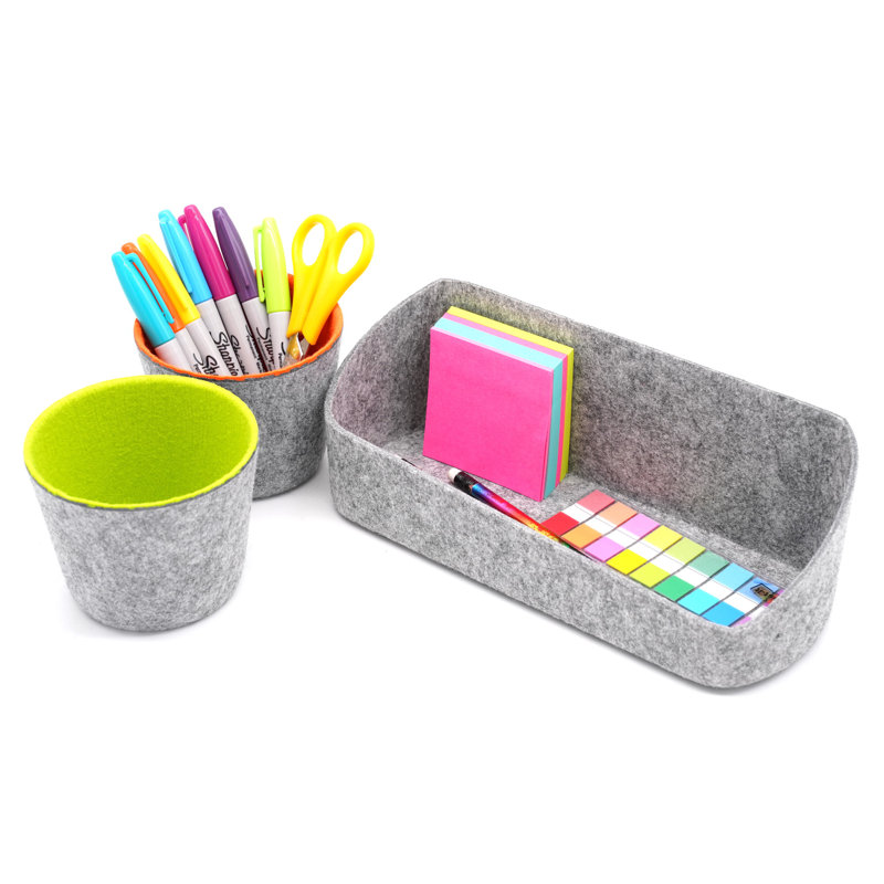 Desk Organizer Set, Orange/Green