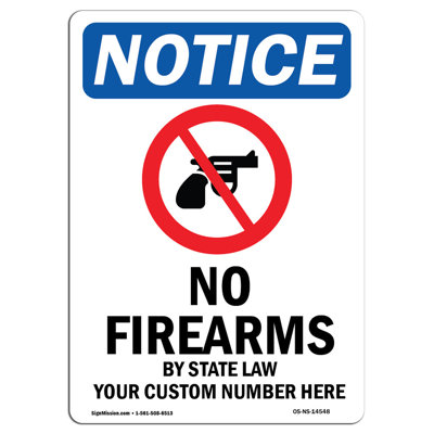 No Firearms by State Sign with Symbol