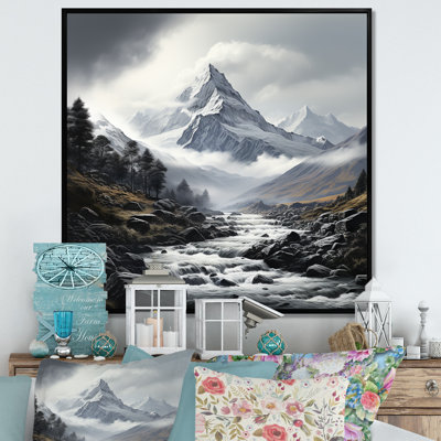 Art mural mural montagnes alpines monochromes de Suisse II