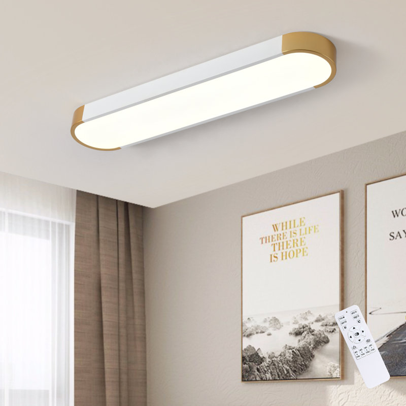 Plafonnier encastré simple à DEL 1 lumière 27,5 po Masek, White/Gold
