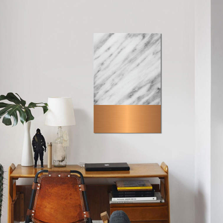 « carrare marbre avec cuivre », reproduction d’impression sur toile, H 12 po x l 8 po x P 0,75 po, Toile tendue, Pas de tapis