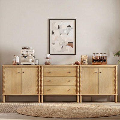 Sideboard Buffet With 3 Draw And Door Cabinet,Oak