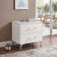 Ensemble de 2 tables de chevet contemporaines en bois d'ingénierie blanc ultrabrillant-940615288
