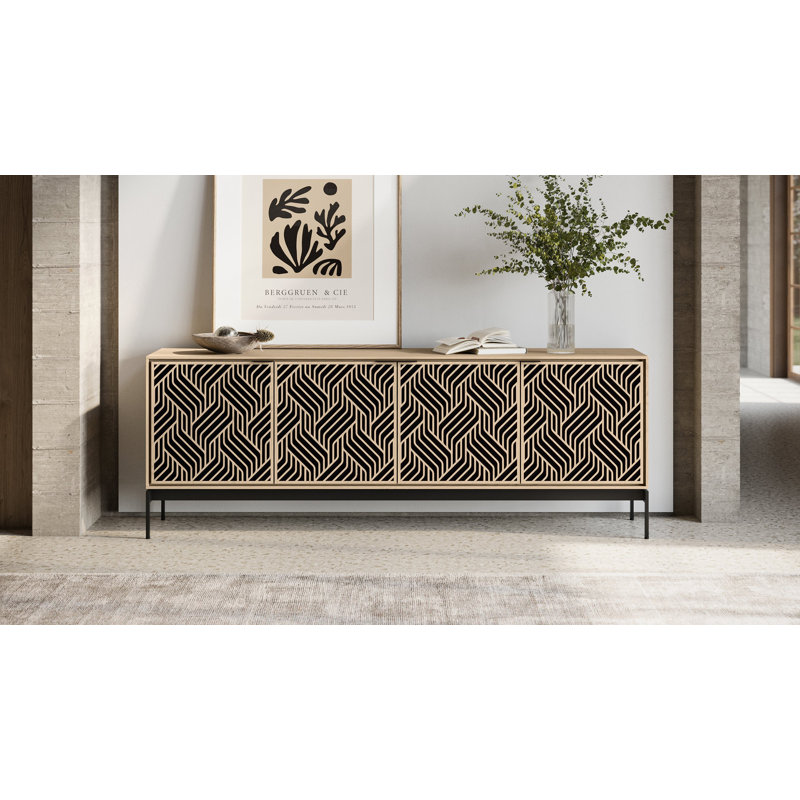Elements - Cabinet with Console Base - Weave Door, Washed Oak