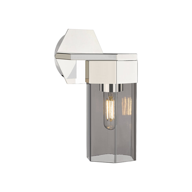 Applique murale 1 lumière 9 po Claverack, Nickel poli, H 11,5 po x l 7,5 po x P 5 po, Plaqué couleur fumée