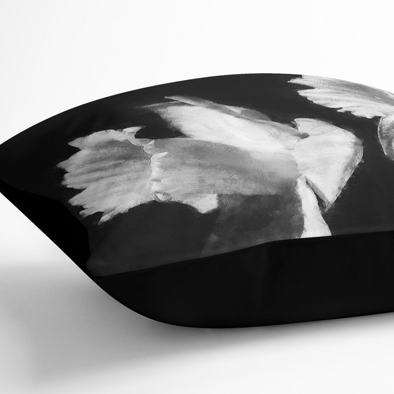 Floral Square Throw Cushion, Black, 40cm H x 40cm W x 15cm D