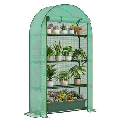 Mini serre à 4 niveaux avec porte enroulable Outsunny
