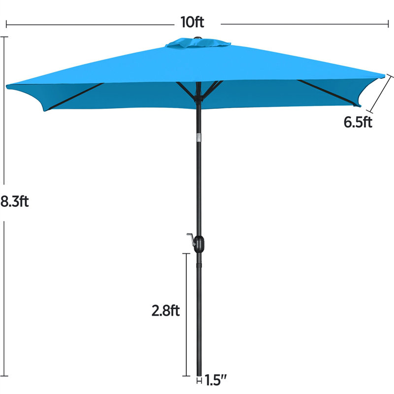 Parasol d'extérieur rectangulaire Glidewell, H 99,6 po x l 120 po x P 78 po, Bleu ciel