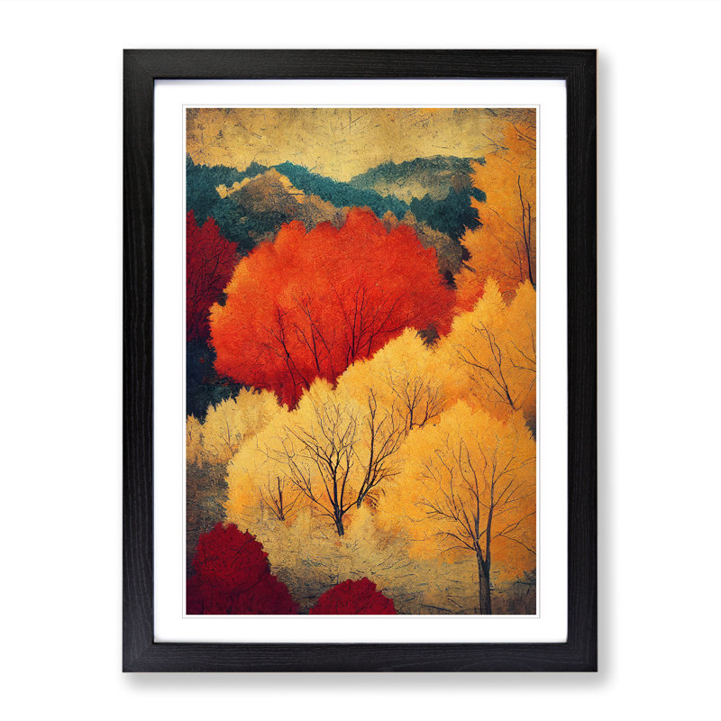 Autumn Forest Landscape Vol.6 - Single Picture Frame Print, Black Framed, 64cm H x 46cm W