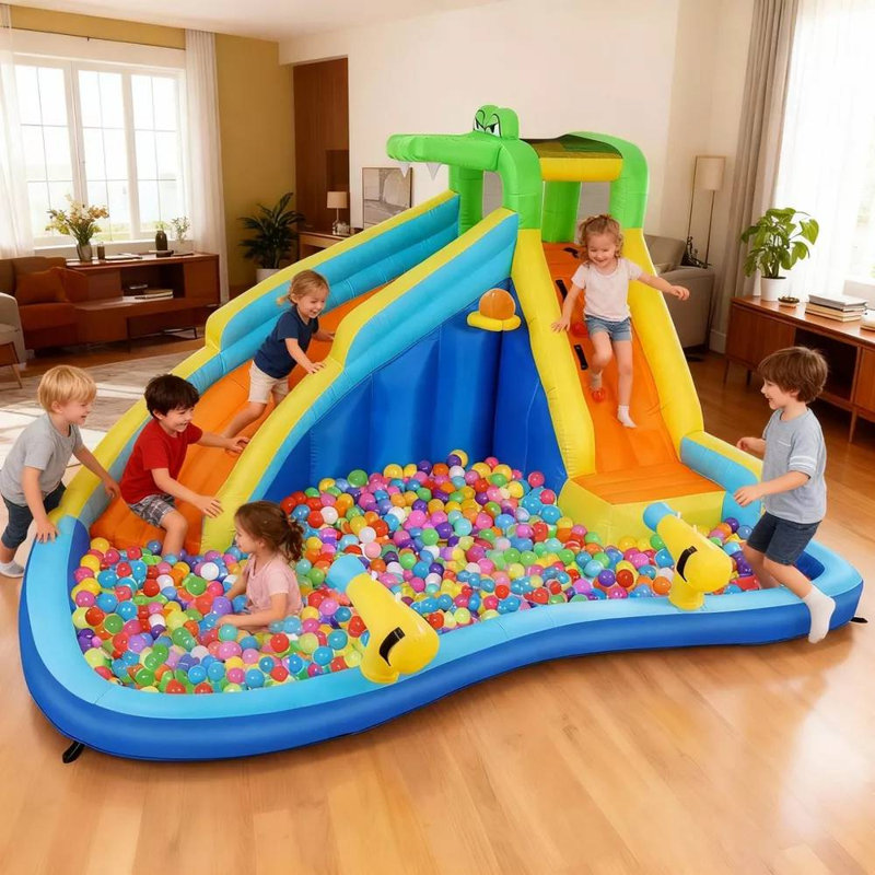 8 In 1 Blow Up Crocodile Spray Slide Water Bounce House
