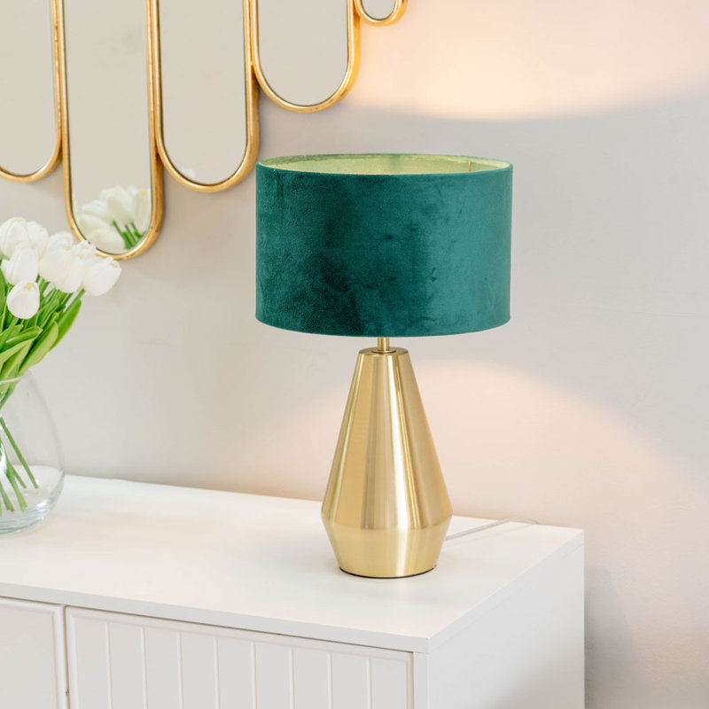Metal Table Lamp, Green, Gold