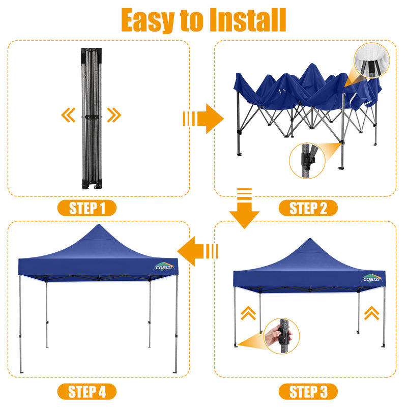 10x10 Pop up Canopy Commercial Heavy Duty Canopy Tent , Dark Blue