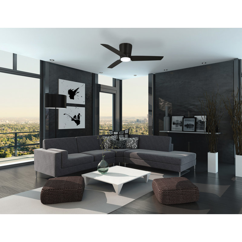 48" Pure 3 - Blade LED Standard Ceiling Fan with Wall Control and Light Kit Included, Coal