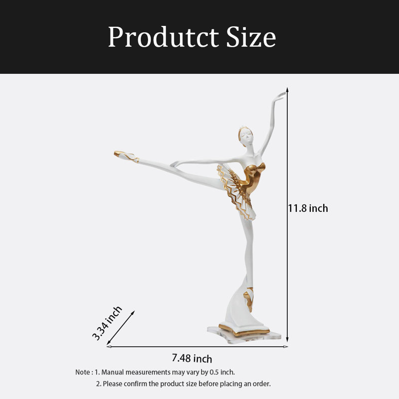 Ballerina Figurine Statue, Polyresin Dancer Sculpture