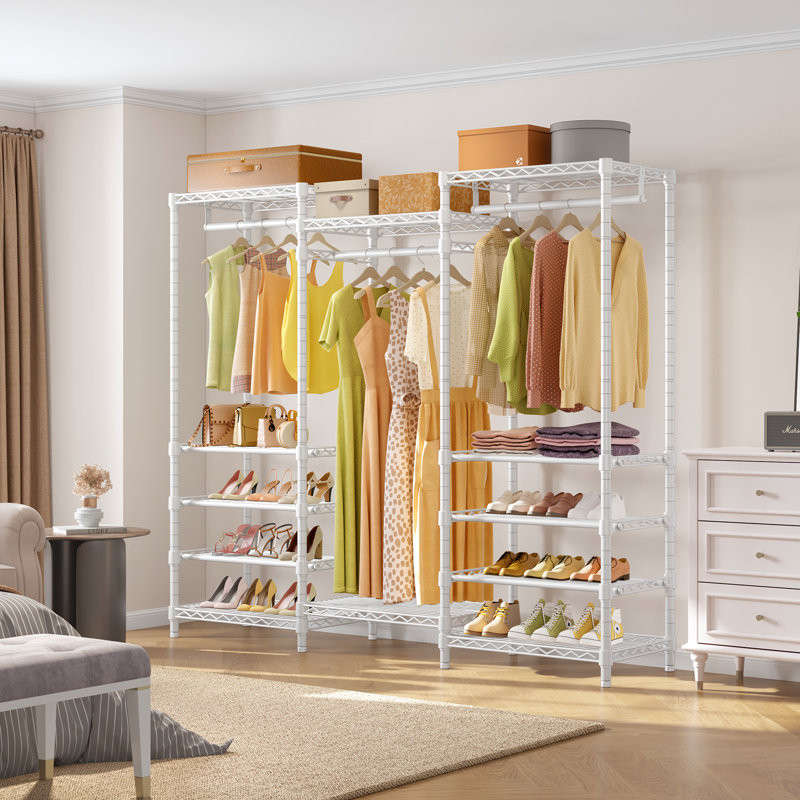 VIPEK S3i Heavy Duty Garment Rack,Adjustable Freestanding Closet with Shoe Rack & Hanging Rod,White, White