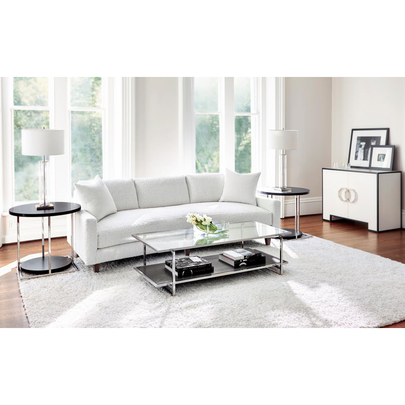 Round Black Wood and Metal Transitional Side Table