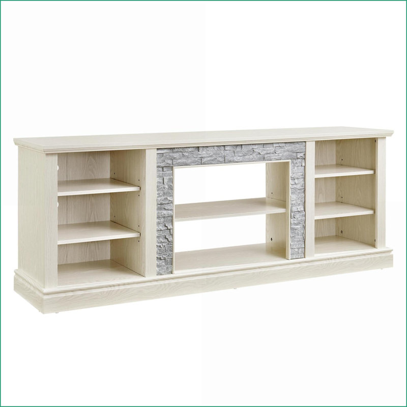 Meuble télé avec rangement classique blanc | 70 po de largeur | Convient aux téléviseurs de 75 po | Panneau de fibres à densité moyenne