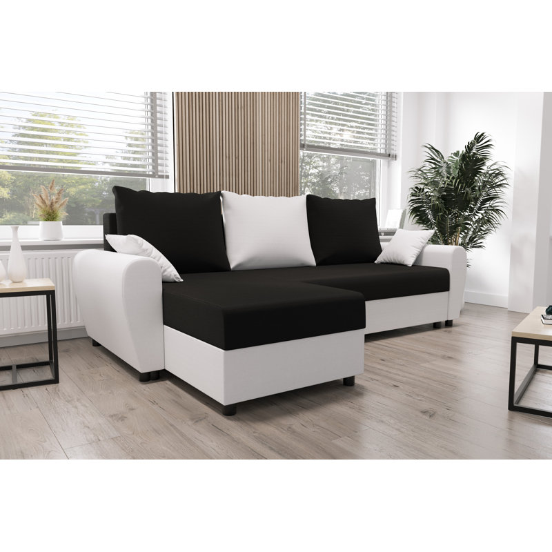Spalla 3 Seater Corner Sofa , White/Black - Rainbow15/Rainbow31, Left -sided