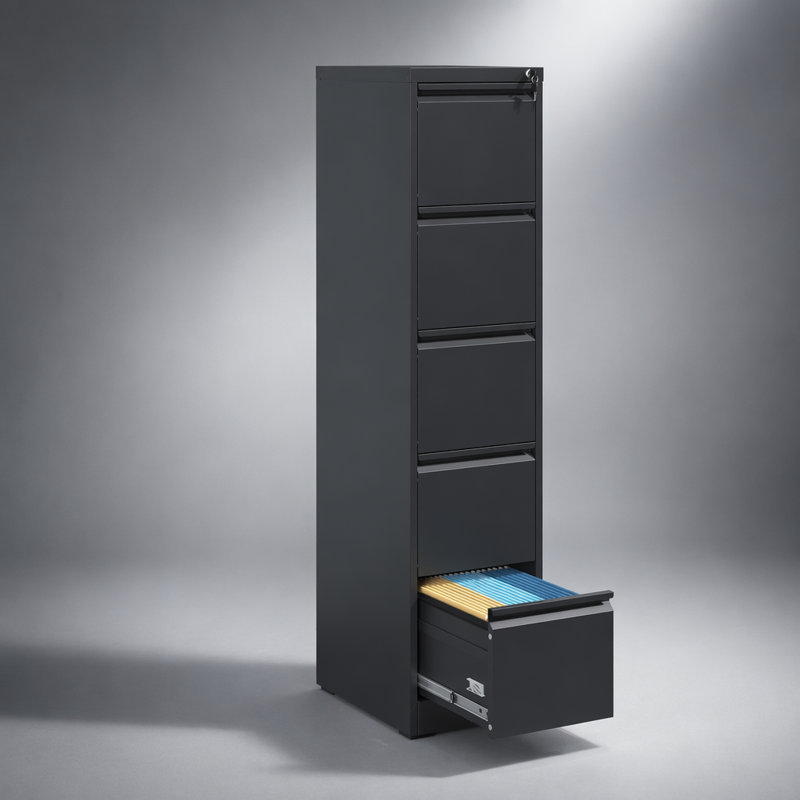 Classeur vertical à 5 tiroirs en métal avec serrure pour solution de rangement format légal / lettre, durable et sécuritaire
