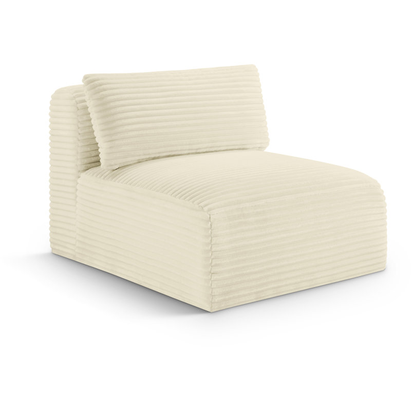Fauteuil en velours côtelé Carmean Performance, Tissu en velours côtelé crème