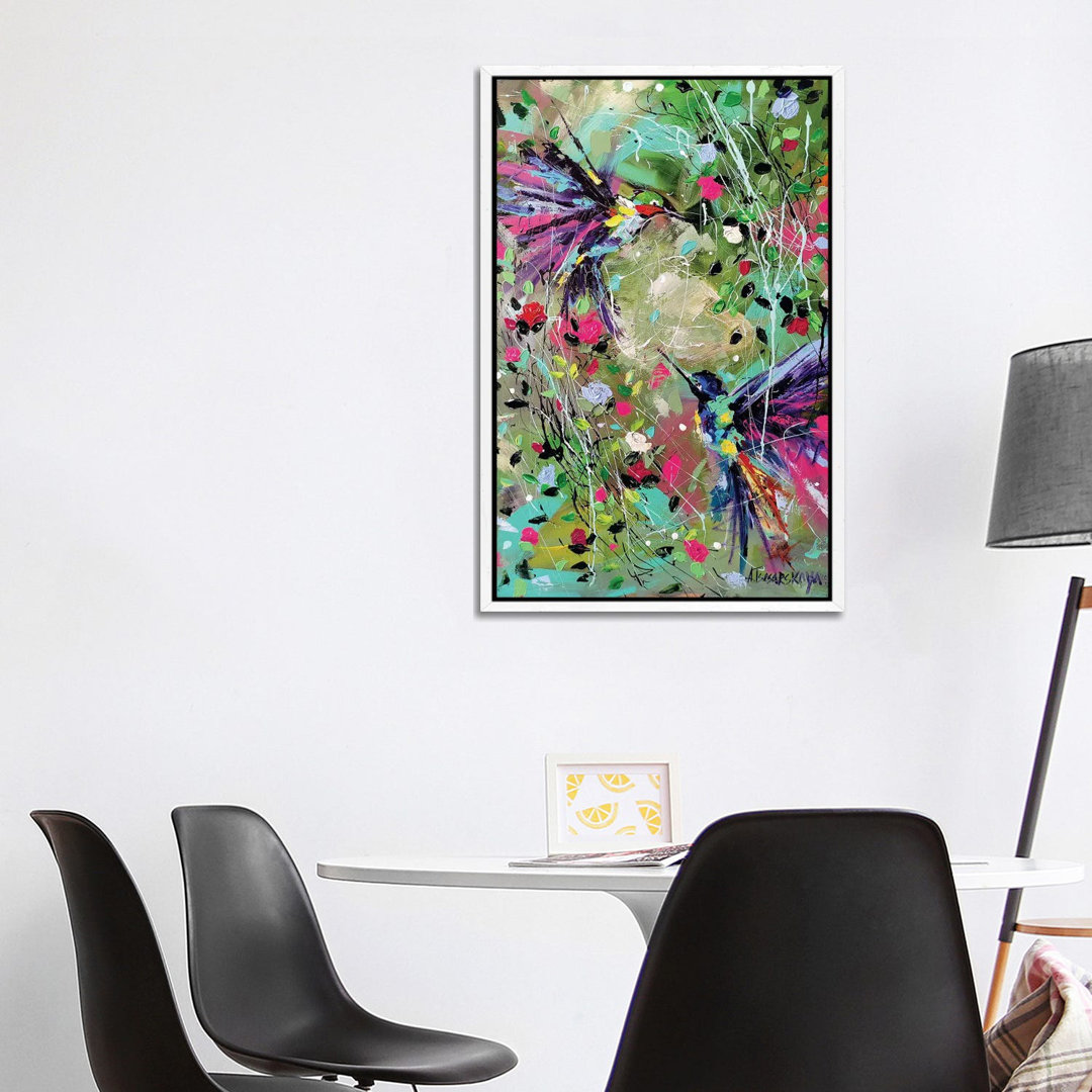 Blumen mit Vögeln von Aliaksandra Tsesarskaya - Galerie- Giclée auf Leinwand