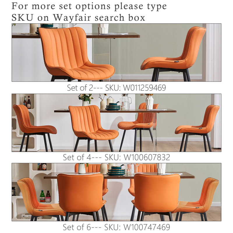 Heitger Faux Leather Upholstered Side Chairs Modern Wingback Dining Chairs with Metal Legs, Camel