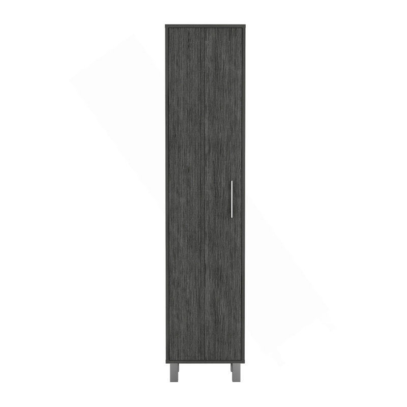 Armoire de rangement Laska, crochets à balai, 1 porte, Brun