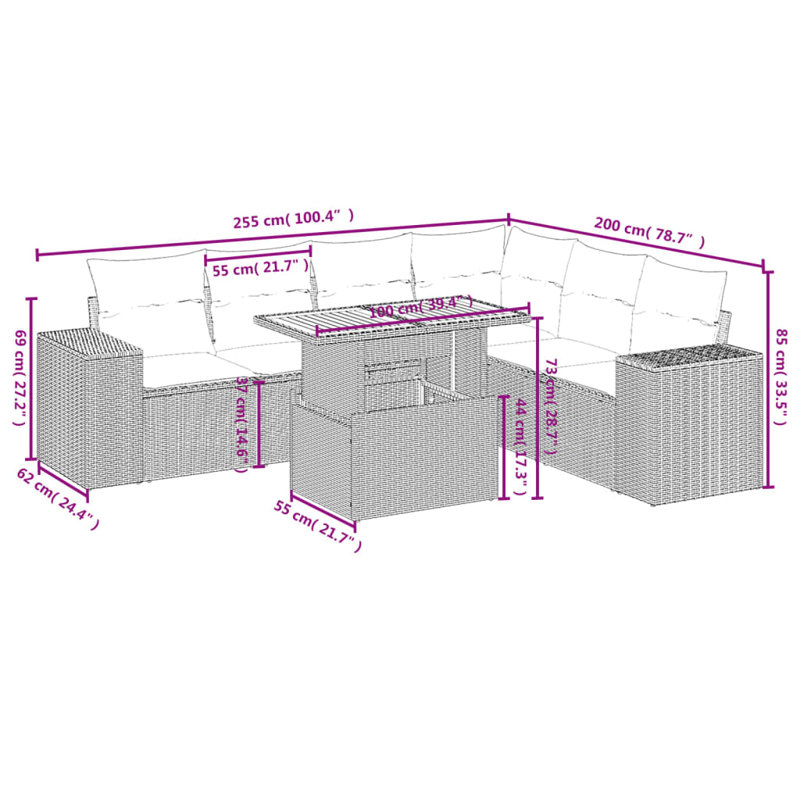 Ensemble de canapé de jardin Vidaxl gris