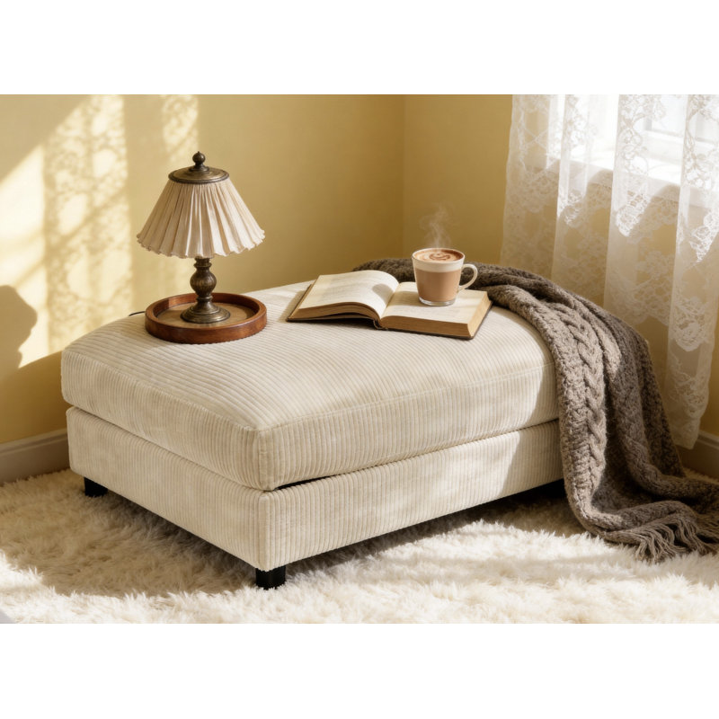 Repose-pieds rembourré Cirrane, Beige