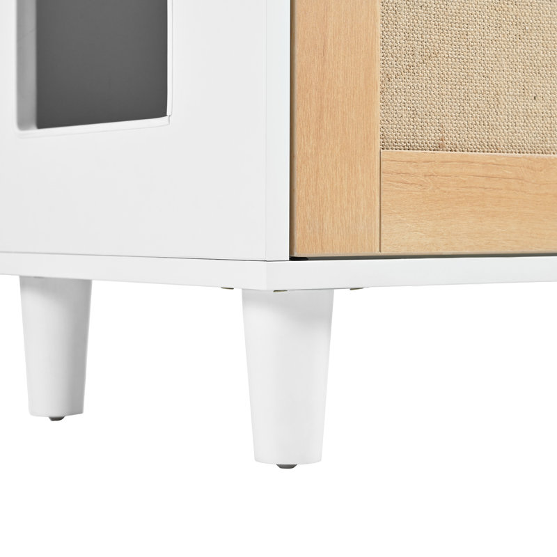 Litière pour chat de style moderne avec espace de rangement et griffoir - beige