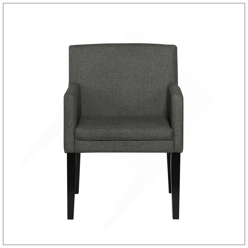 Ensemble de 2 fauteuils de salle à manger rembourrés en tissu gris anthracite, confortables et élégants pour les salles à manger modernes