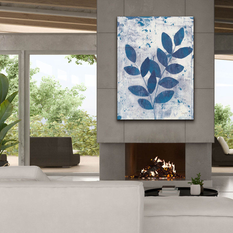  «Leaves Of Blue 2» par Courtney Prahl, art mural sur toile, 40 po x 54 po