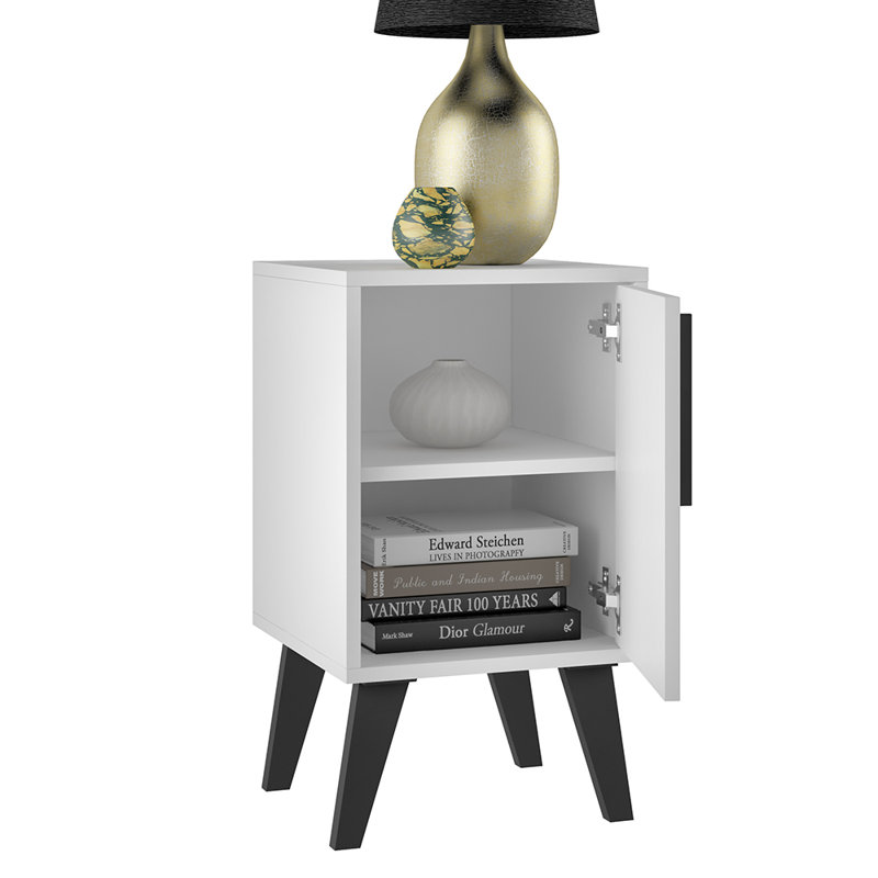 Bringger Side Table with Storage, White