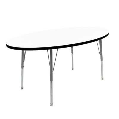 30" x 60" Oval Thermofused Activity Table with Adjustable Standard Swivel Glide Legs