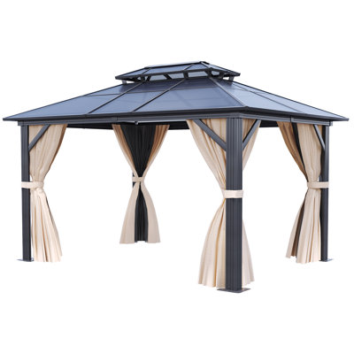 10x12FT Hard-Top Double Roof Gazebo: UV-Resistant and Waterproof