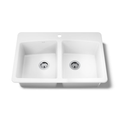 33" L x 22" W x 9-5/8" Top-Mount Double-Equal Kitchen Sink