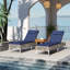 Chaise longue de patio avec dossier réglable à 6 niveaux et coussin amovible bleu marine