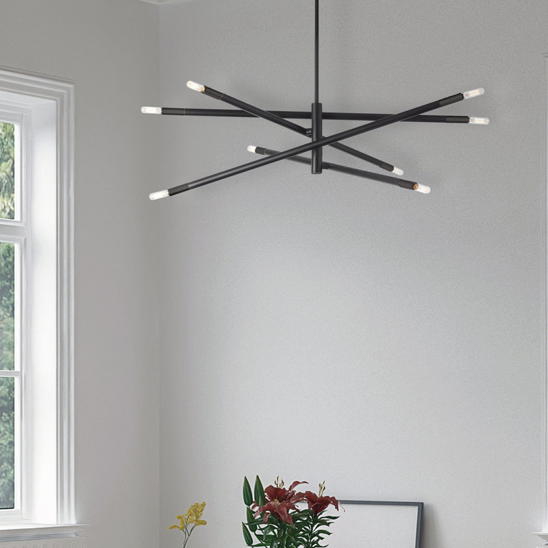 Lustre linéaire Spoutnik Mordern 8 lumières Wand, Noir mat