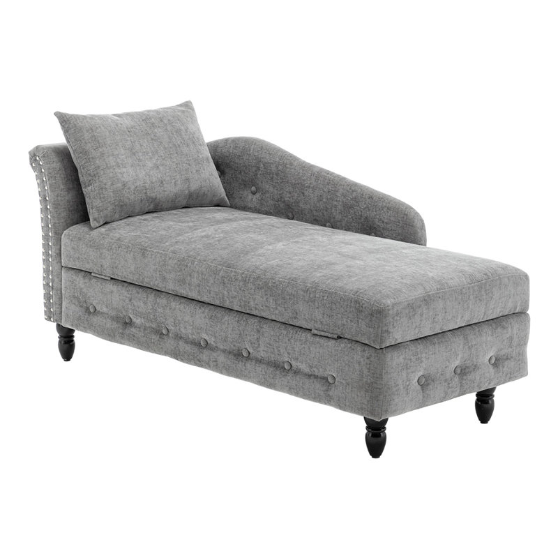 Upholstered Chaise Lounge, Grey