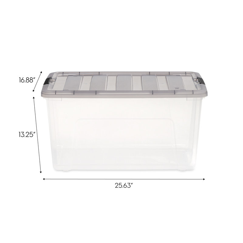 IRIS 72 Qt./18 Gal. Plastic Storage Boxes with Latching Lids in Clear