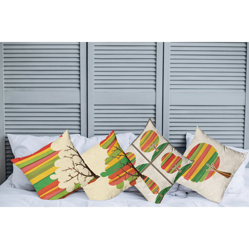 Ensemble de housse de coussin 4 pièces Trees Inspired Creative Forest, 16" x 16"