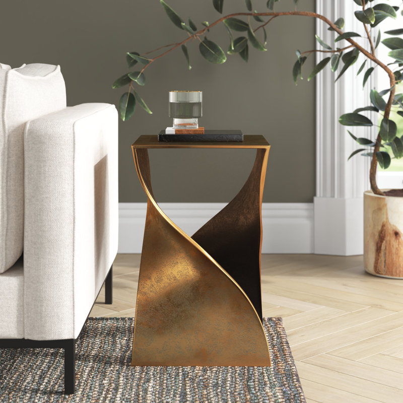 Table de bout avec tablette de plancher, Laiton
